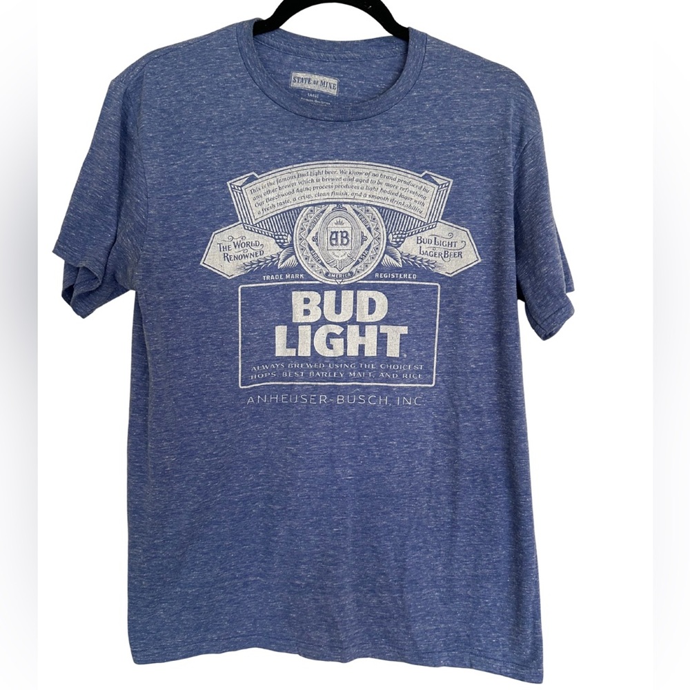 State of Mine Bud Light Graphic Tee, Size Large, EUC